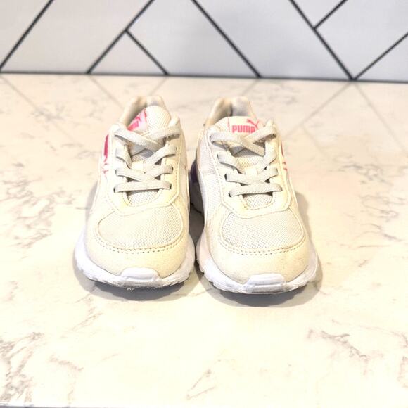 Puma Graviton AC sneakers size 10C cream/beige upper pink purple accents - Picture 2 of 7